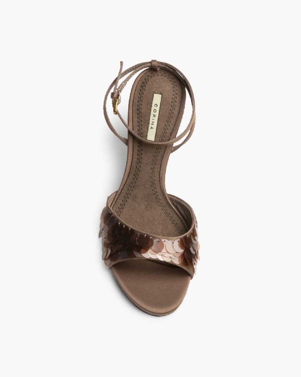 Босоніжки з паєтками М6281 коричневий, 40