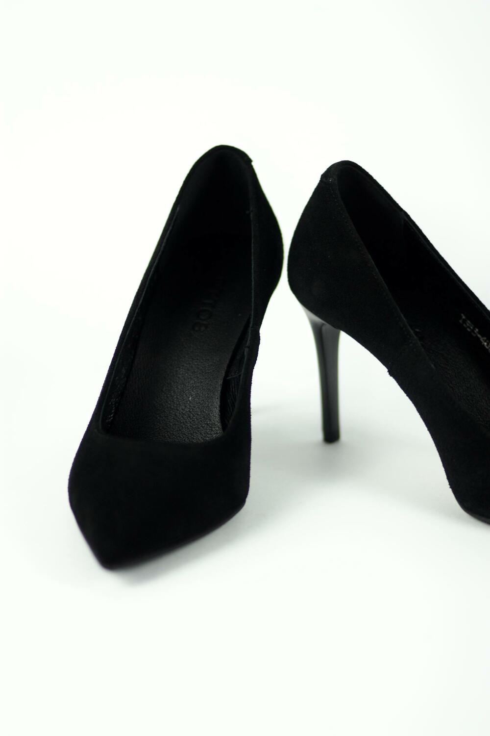 Класичні туфлі-човники замшеві, Т-353-402 чорний, 40