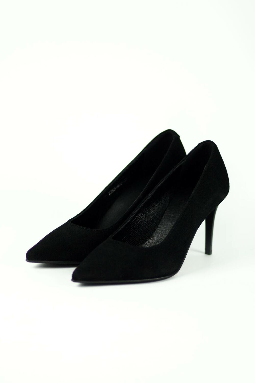 Класичні туфлі-човники замшеві, Т-353-402 чорний, 40