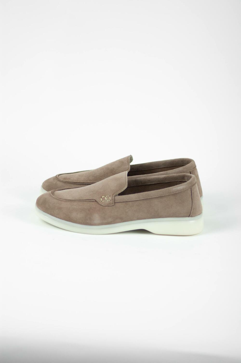 Натуральні лофери "Хіларі", велюр, T0125 беж, 41