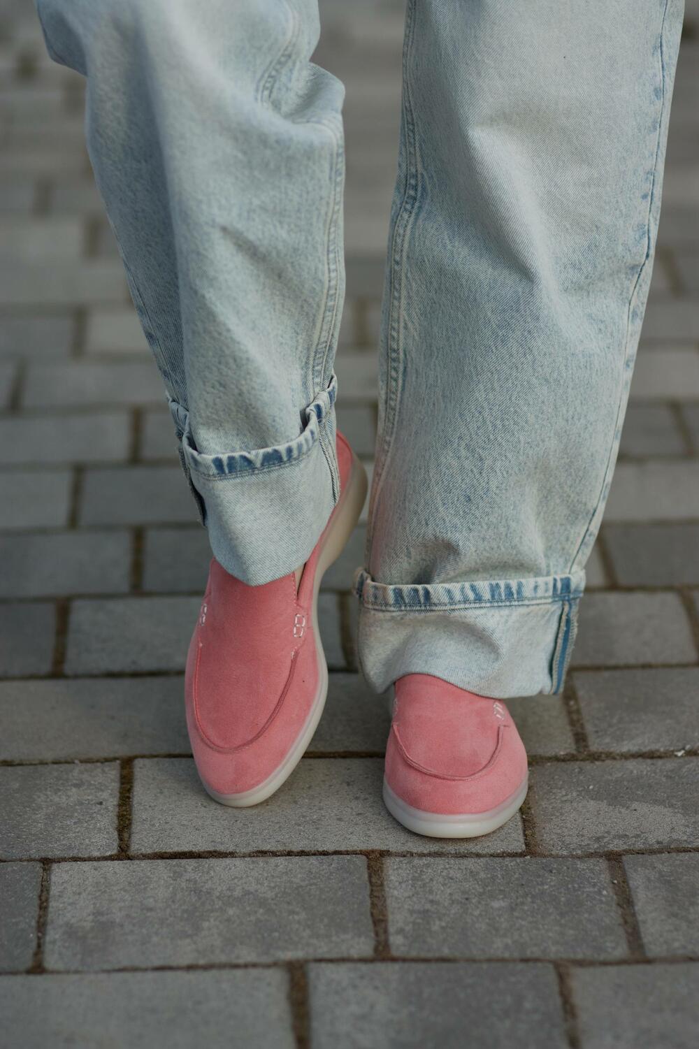 Натуральні лофери "Хіларі", велюр, T0125 рожевий, 39