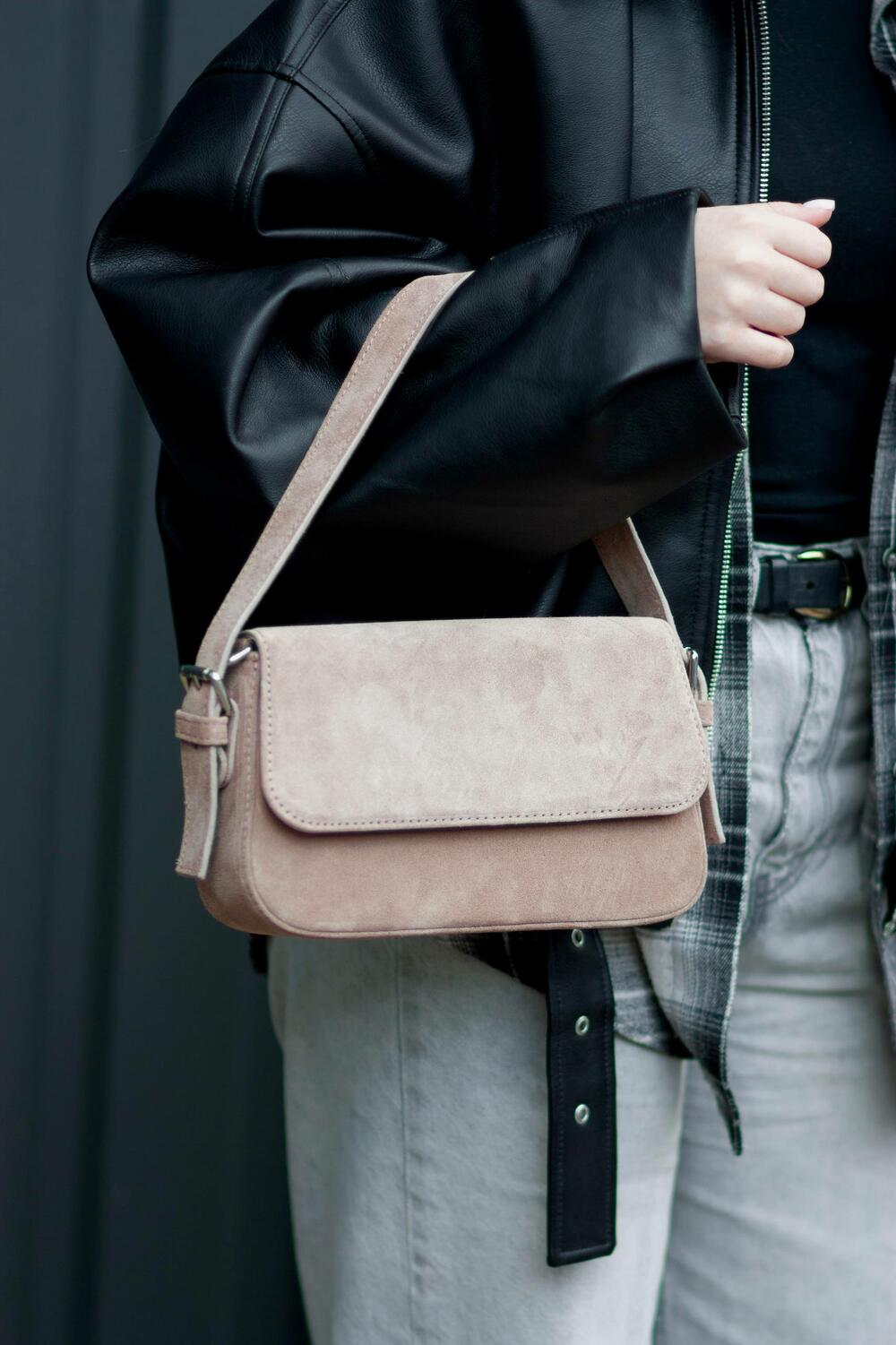 Сумка Лондон, замшева, 1055 кашемір версаль