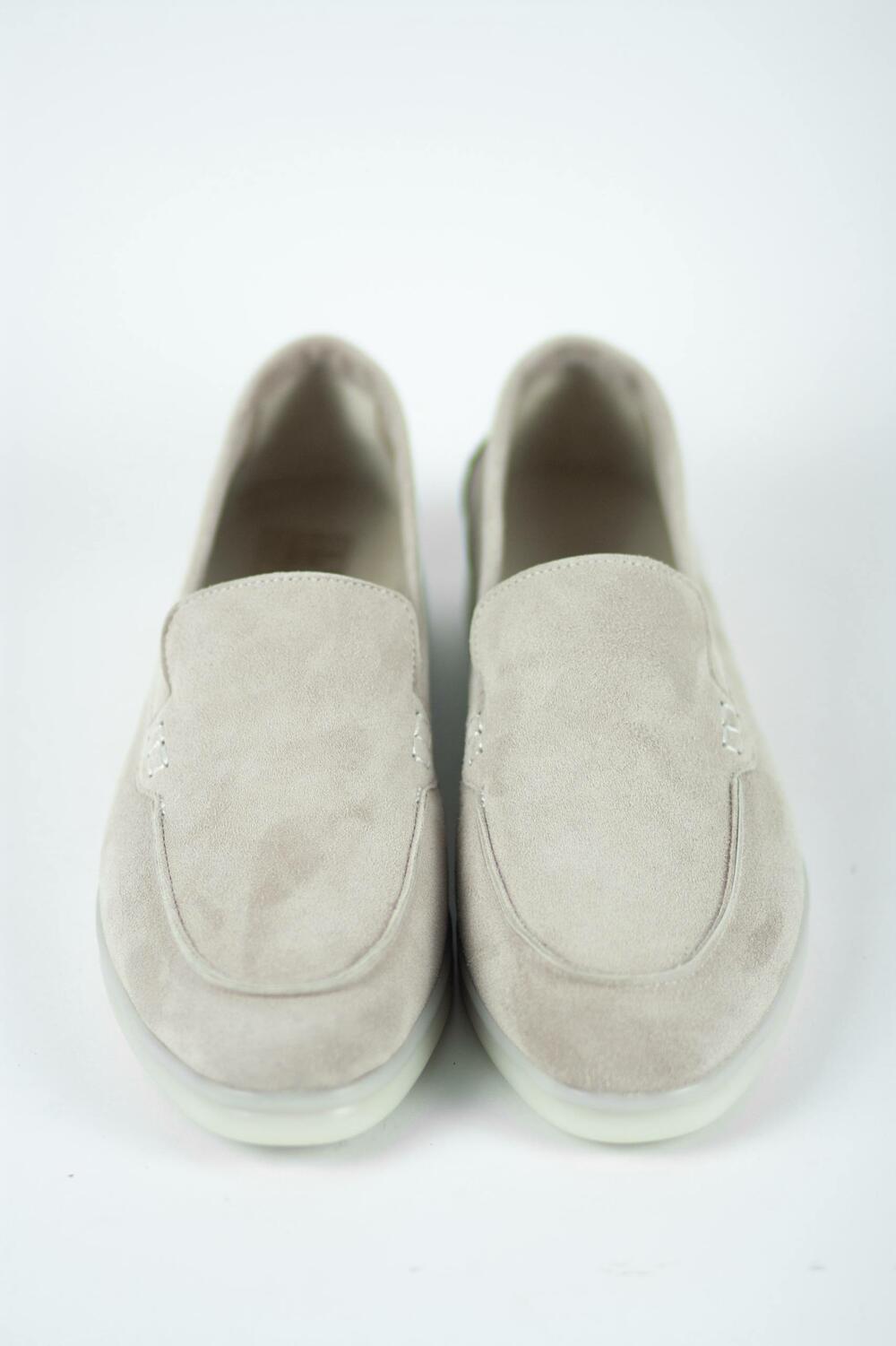 Натуральні лофери "Хіларі", велюр, T0125 айворі, 38