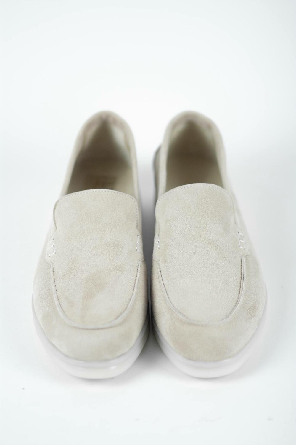 Натуральні лофери "Хіларі", велюр, T0125 айворі, 41