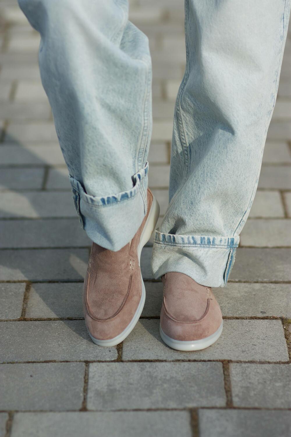 Натуральні лофери "Хіларі", велюр, T0125 беж, 41