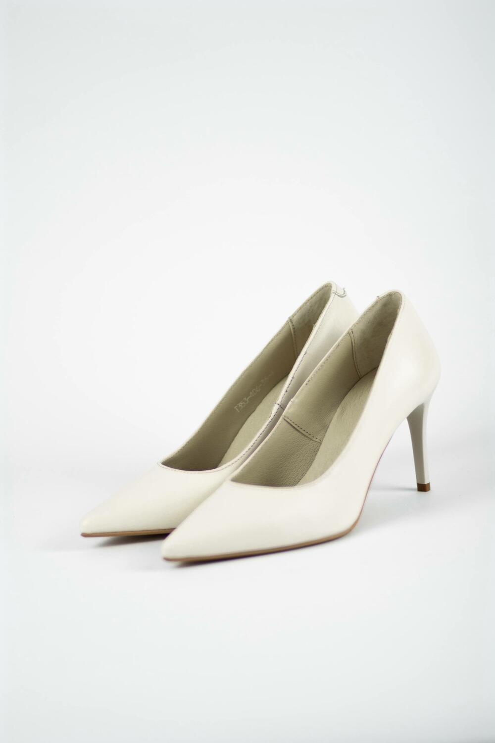 Класичні туфлі-човники шкіярні, Т-353-406 молочний, 40