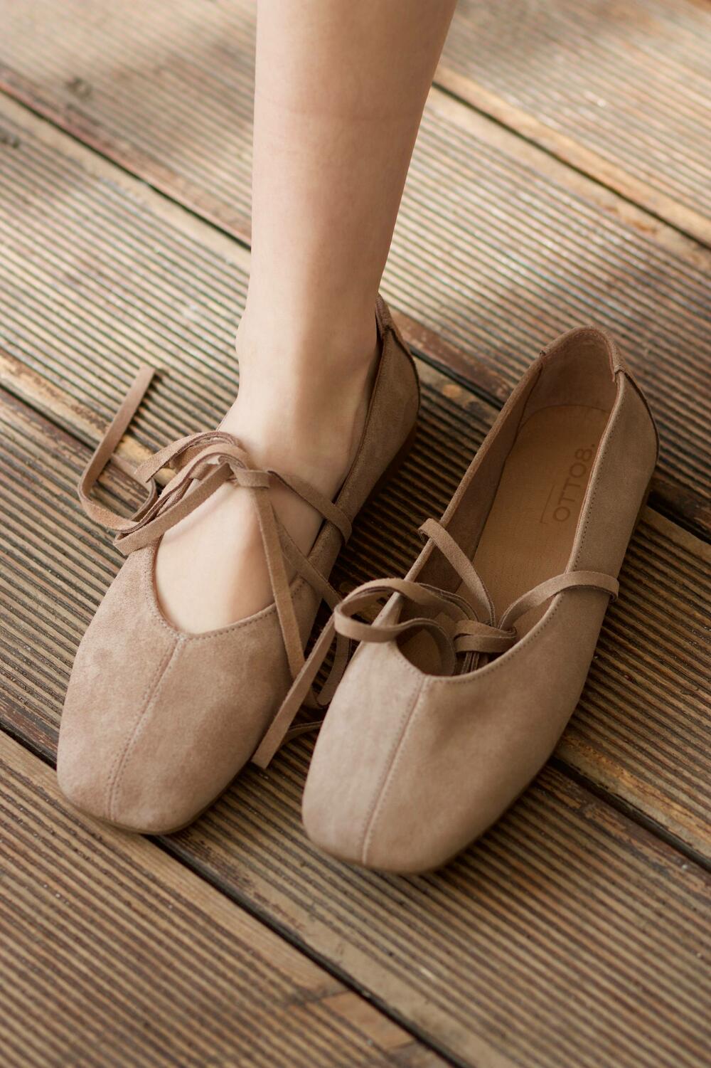 Балетки з квадратним носиком та зав'язками, ЗАМША, 4035 