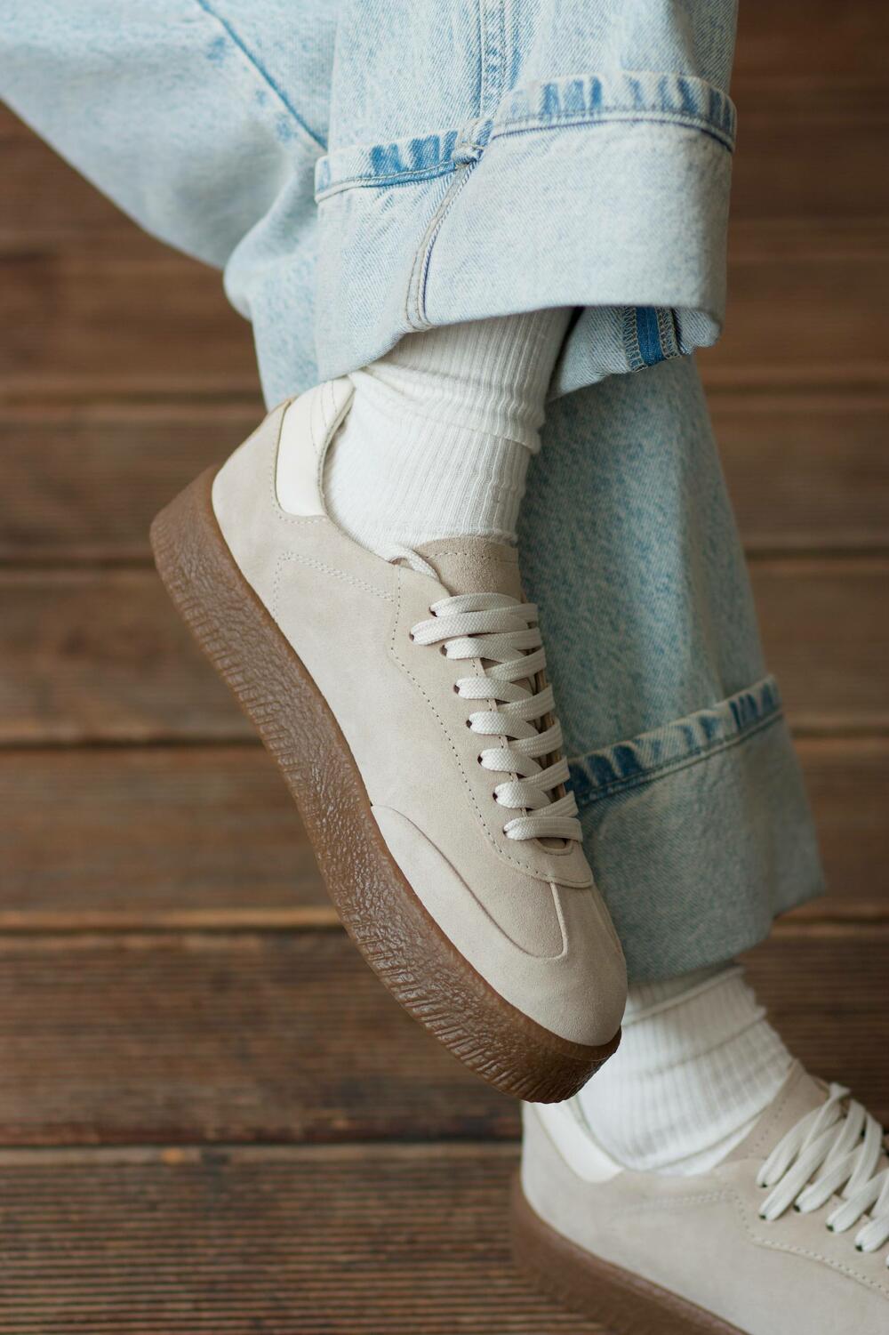 Кеди класичні на підвищеній підошві, Т-5/2-21413 беж, 40