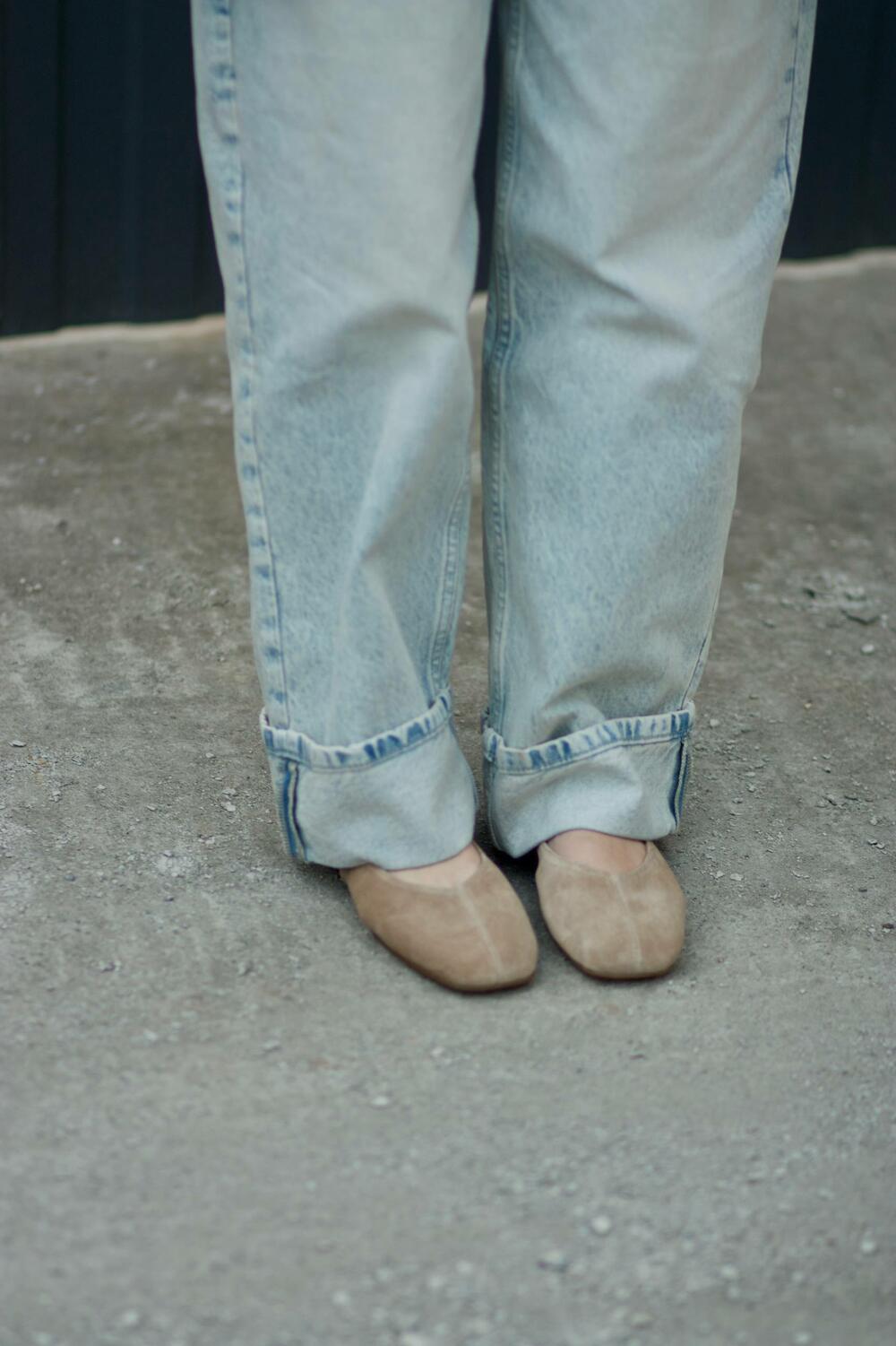 Балетки з квадратним носиком та зав'язками, ЗАМША, 4035 беж, 40