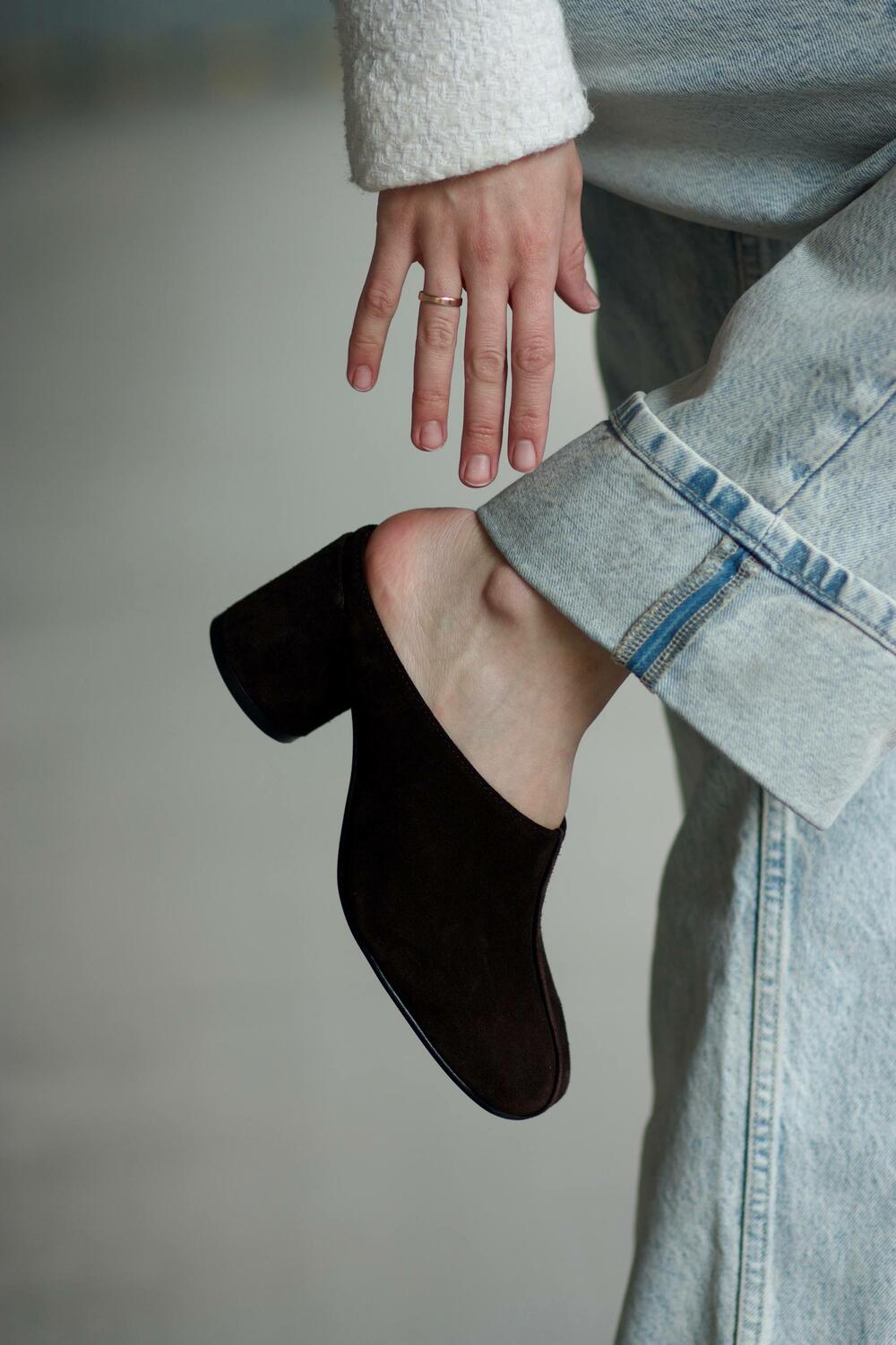 Сабо замшеві, 26646 Шоколад, 38