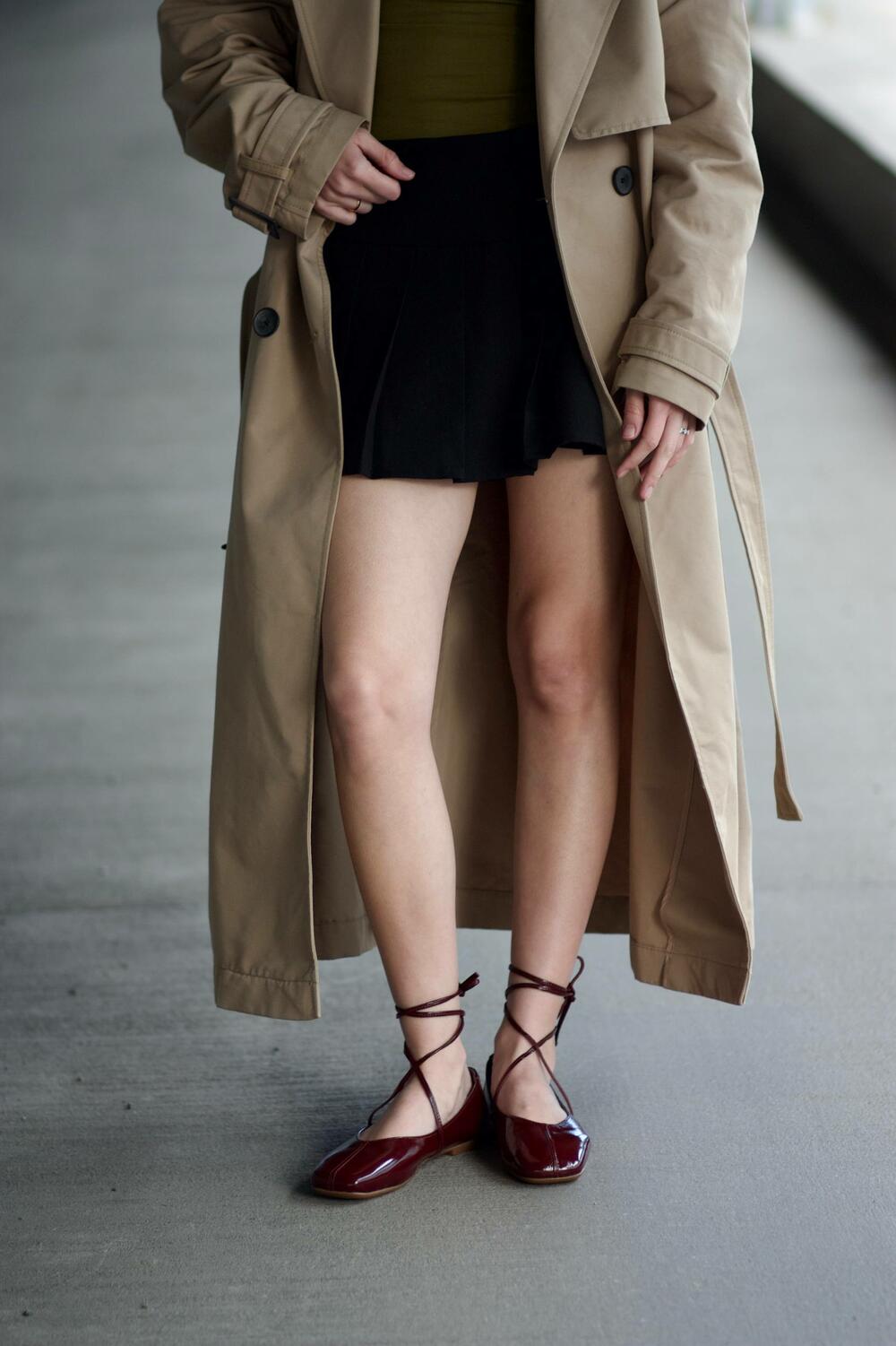 Балетки з квадратним носиком та зав'язками, лакові, 4035 бордо, 41