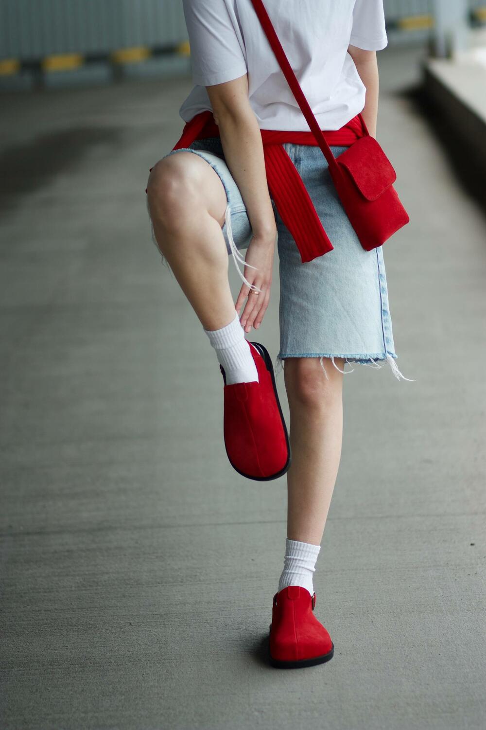 Клоги натуральні, 246 червоний, 39