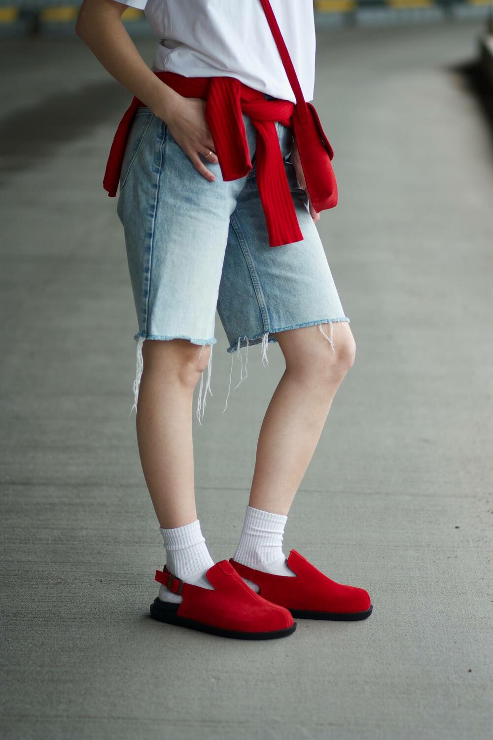 Клоги натуральні, 246 червоний, 39