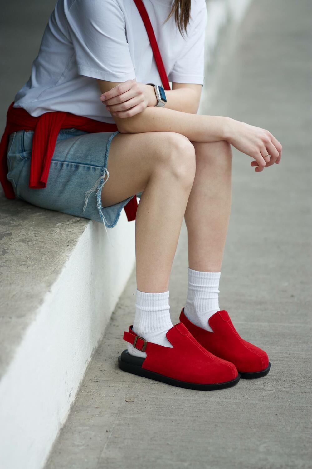 Клоги натуральні, 246 червоний, 39