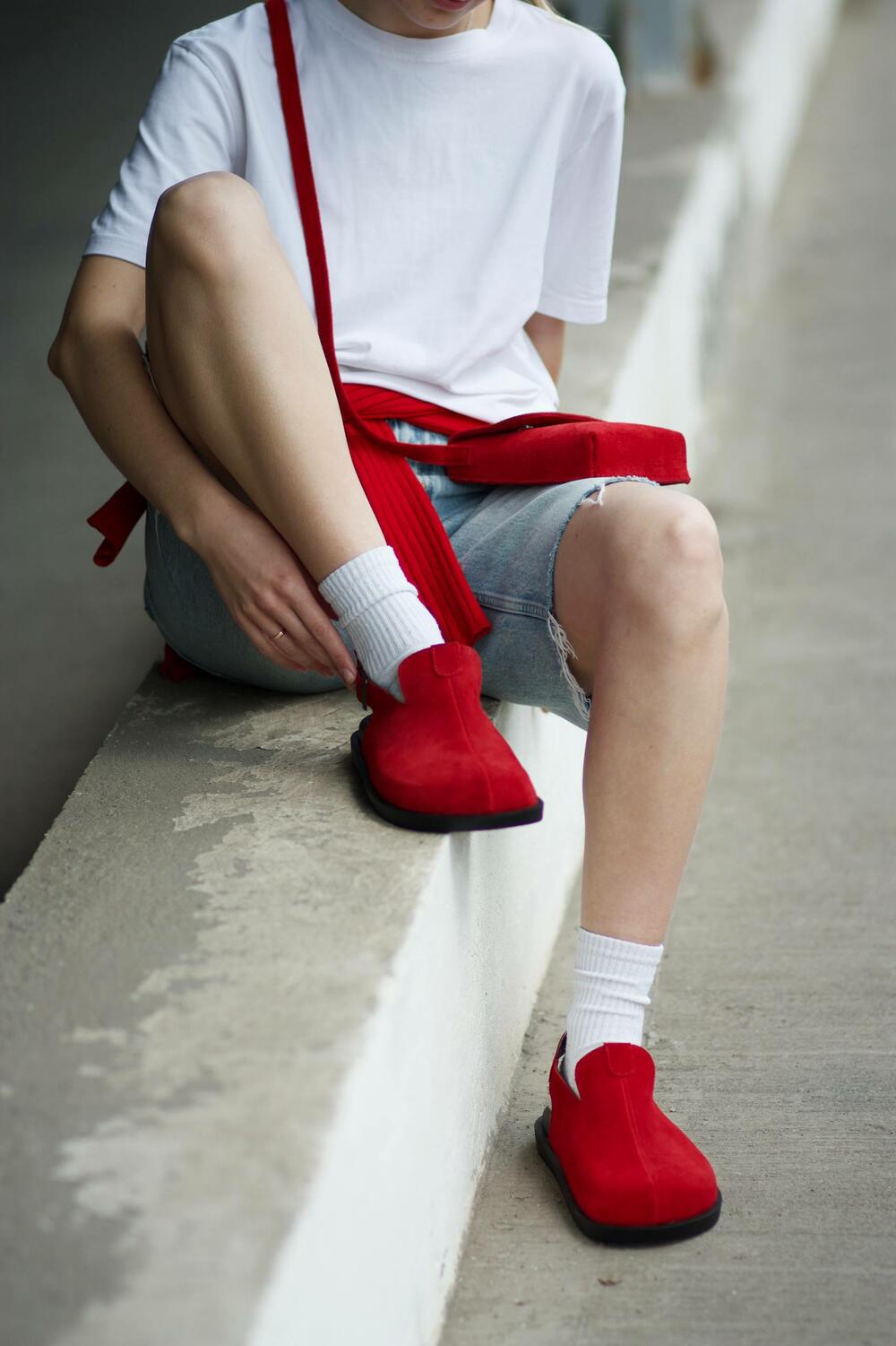 Клоги натуральні, 246 червоний, 39