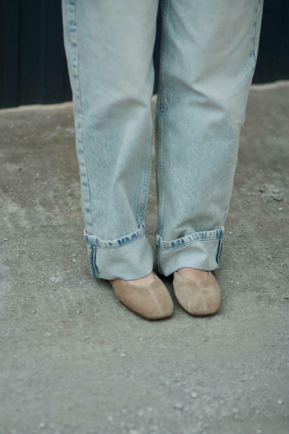 Балетки з квадратним носиком та зав'язками, ЗАМША, 4035 беж, 41