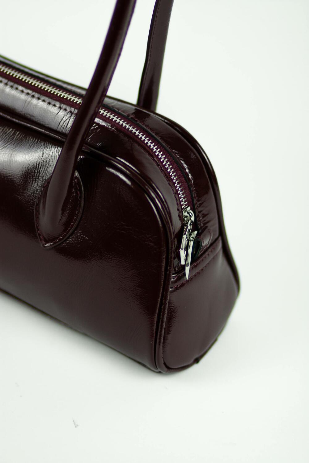 Сумка шкіряна, лак, Такса, 1069 бордо