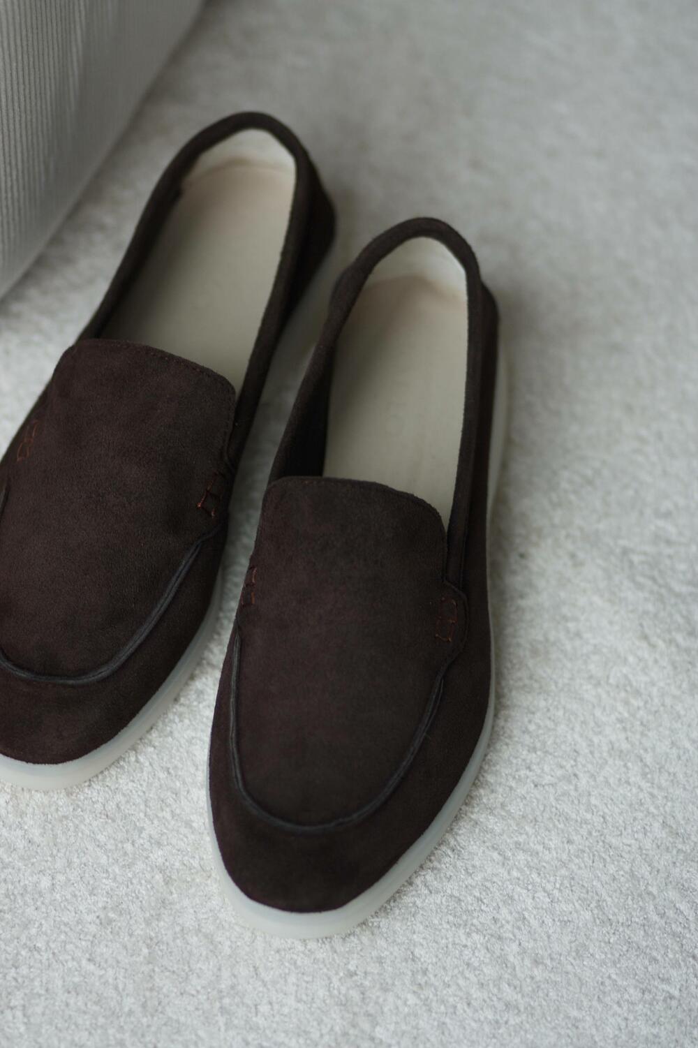 Натуральні лофери "Хіларі", велюр, T0125 Шоколад, 40