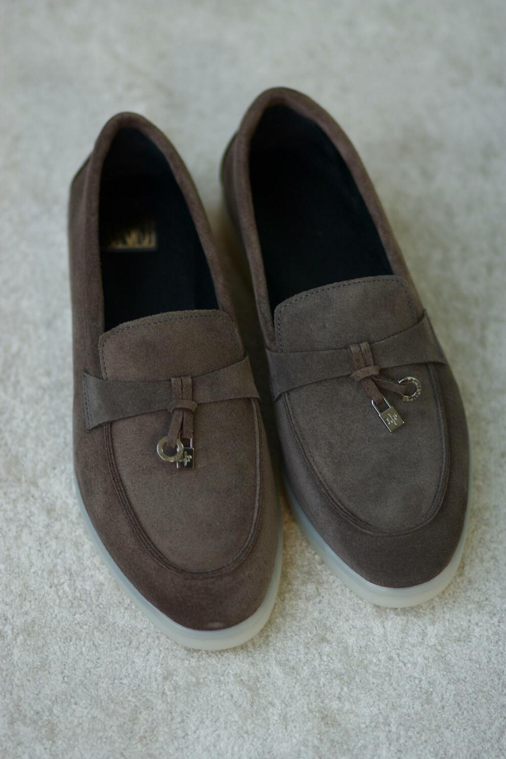 Лофери натуральні "loro piana", Т0526/1 графіт, 40