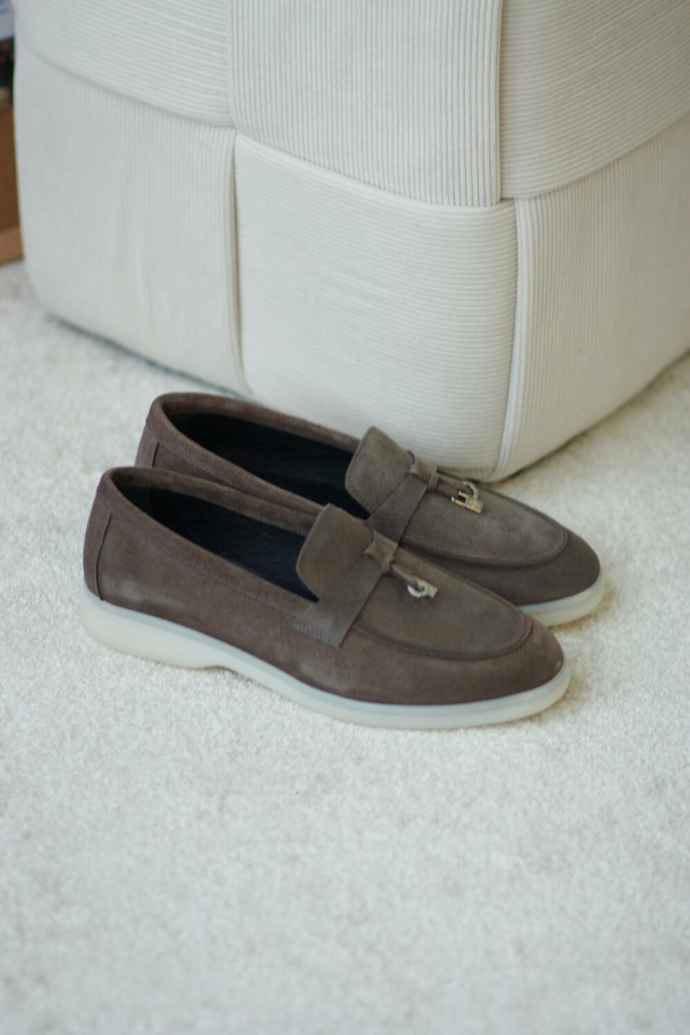 Лофери натуральні "loro piana", Т0526/1 графіт, 40