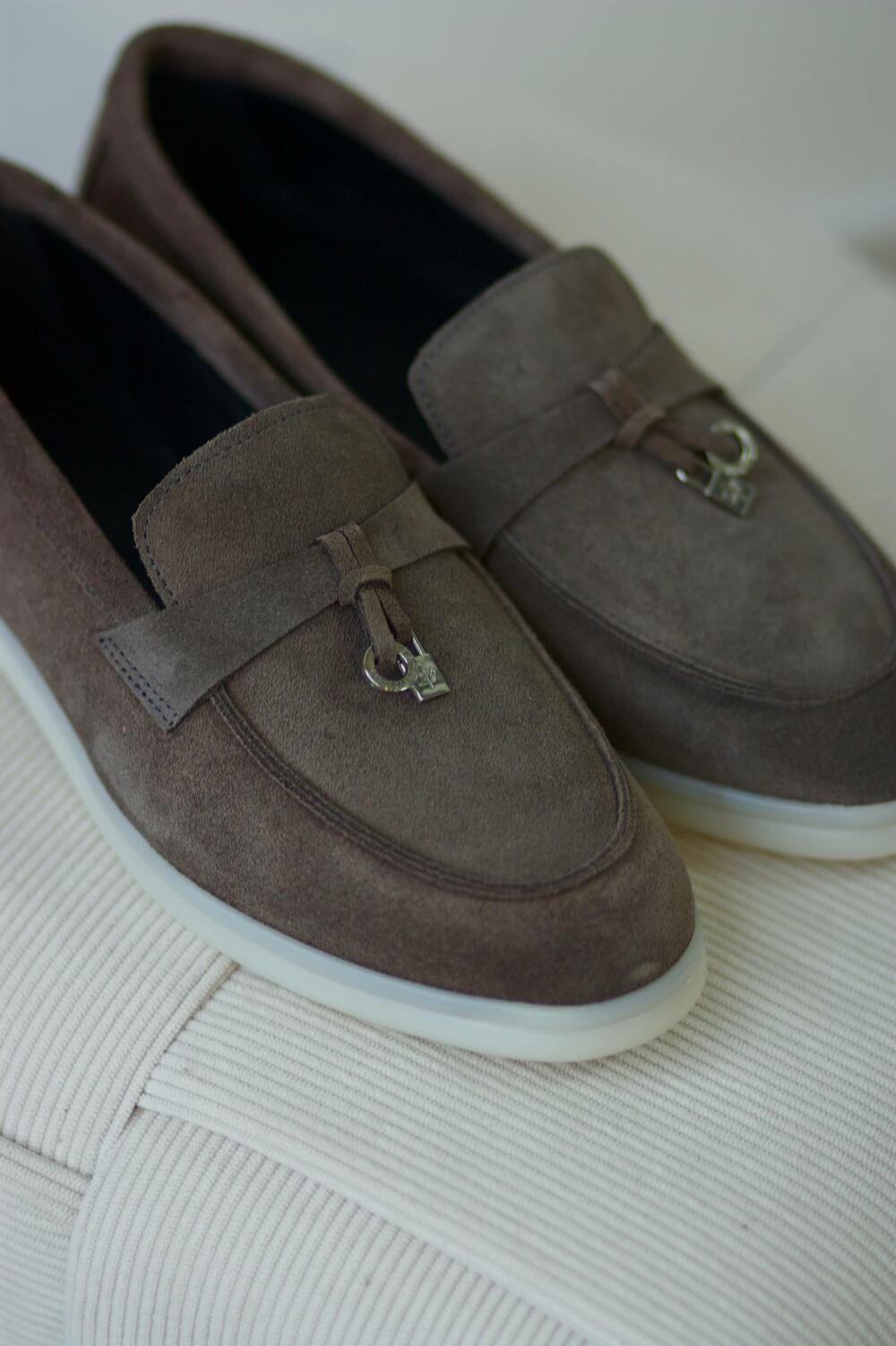 Лофери натуральні "loro piana", Т0526/1 графіт, 40