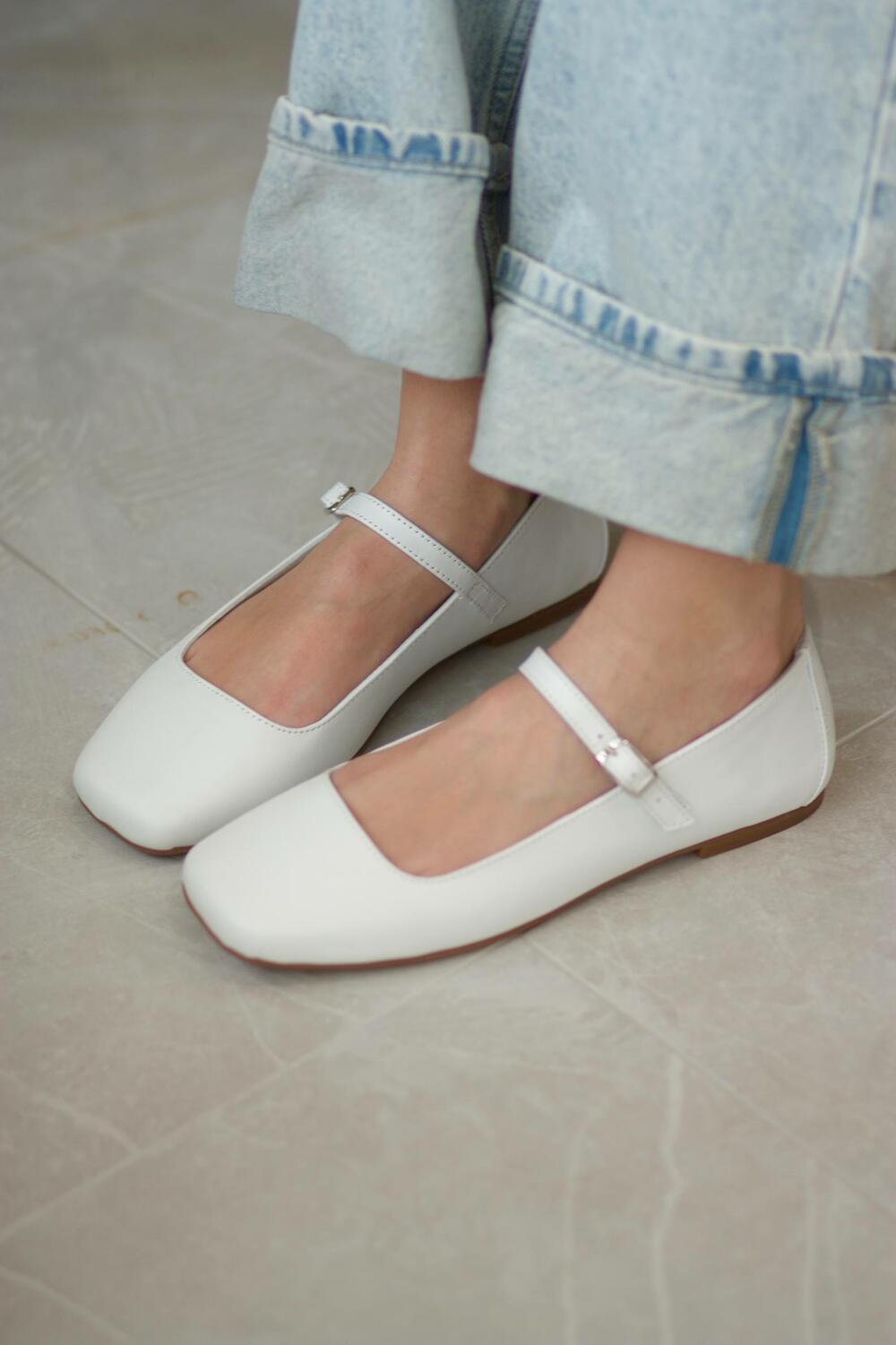 Балетки класичні, натуральні, BL 0225 білий, 41