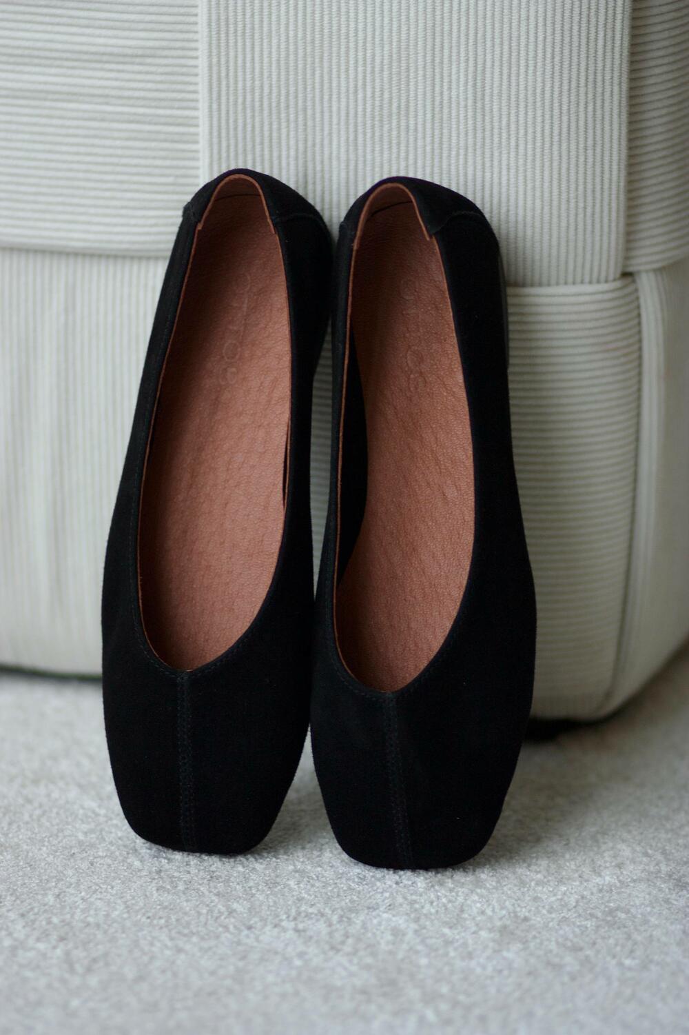 Балетки з квадратним носиком, ЗАМША, 4035/2 чорний, 40