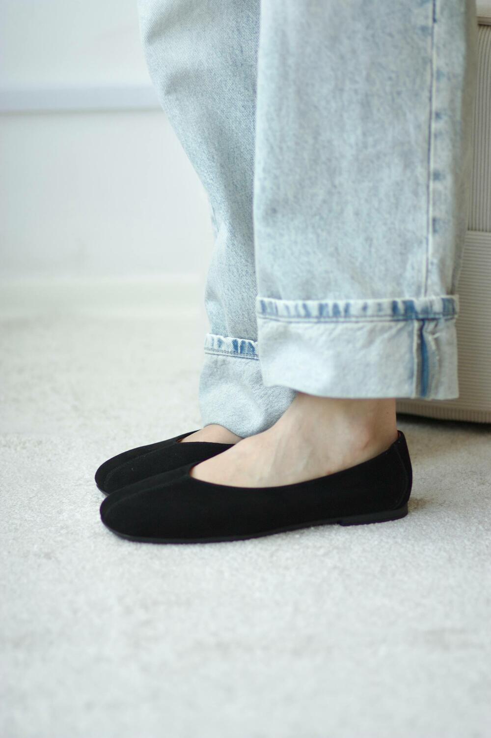 Балетки з квадратним носиком, ЗАМША, 4035/2 чорний, 40