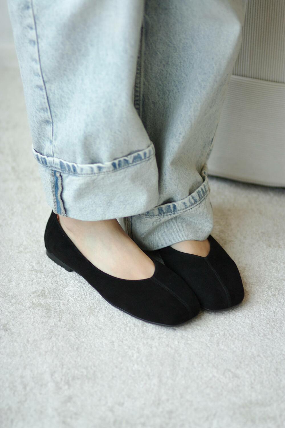 Балетки з квадратним носиком, ЗАМША, 4035/2 